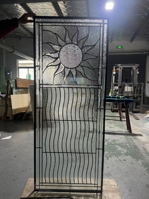 Puerta de entrada inserta vidrio con patina y 1 