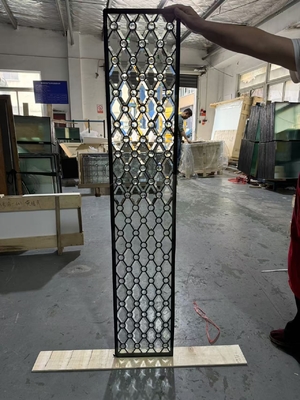 Vidrio biselado decorativo para puertas de madera con revestimiento negro