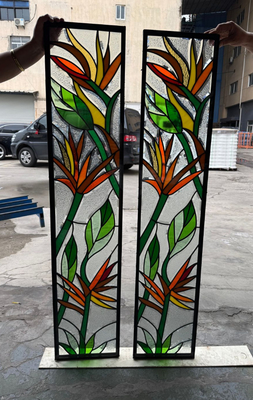 Panel de vidrio decorativo con figuras congelado manchado